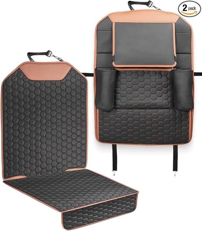 Owleys Set Seat Back Organizer & Car Seat Protector Hexy Waterproof & Non-Slip Protector for Child Car Cushion for Leather and Fabric Seats