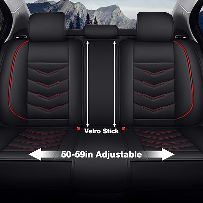 MVRVMV 3 Row 7 Seater Seat Covers for Ford Explorer 2012-2026, Airbag Compatible Front and Rear Split Bench Leather Auto Seat Protectors (7 Seat Standard, Black-Red