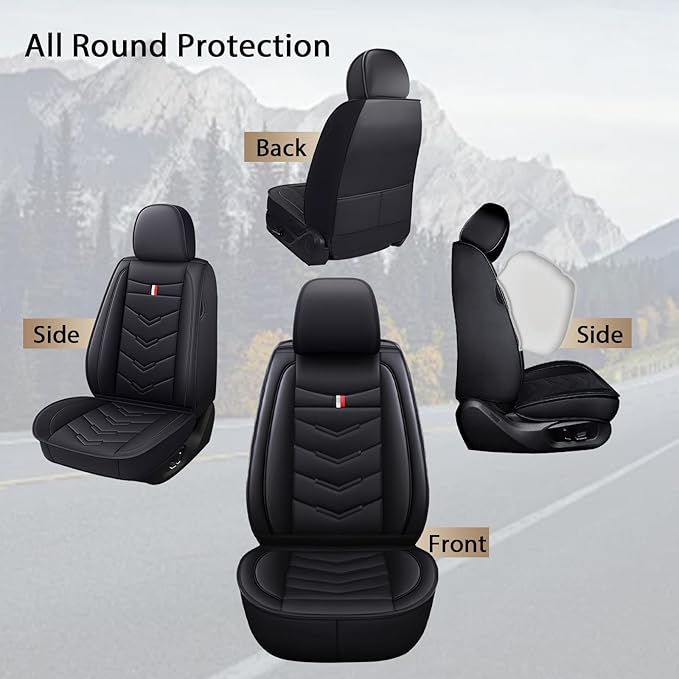 MVRVMV 3 Row 7 Seater Seat Covers for Ford Explorer 2012-2026, Airbag Compatible Front and Rear Split Bench Leather Auto Seat Protectors (7 Seat Standard, Black
