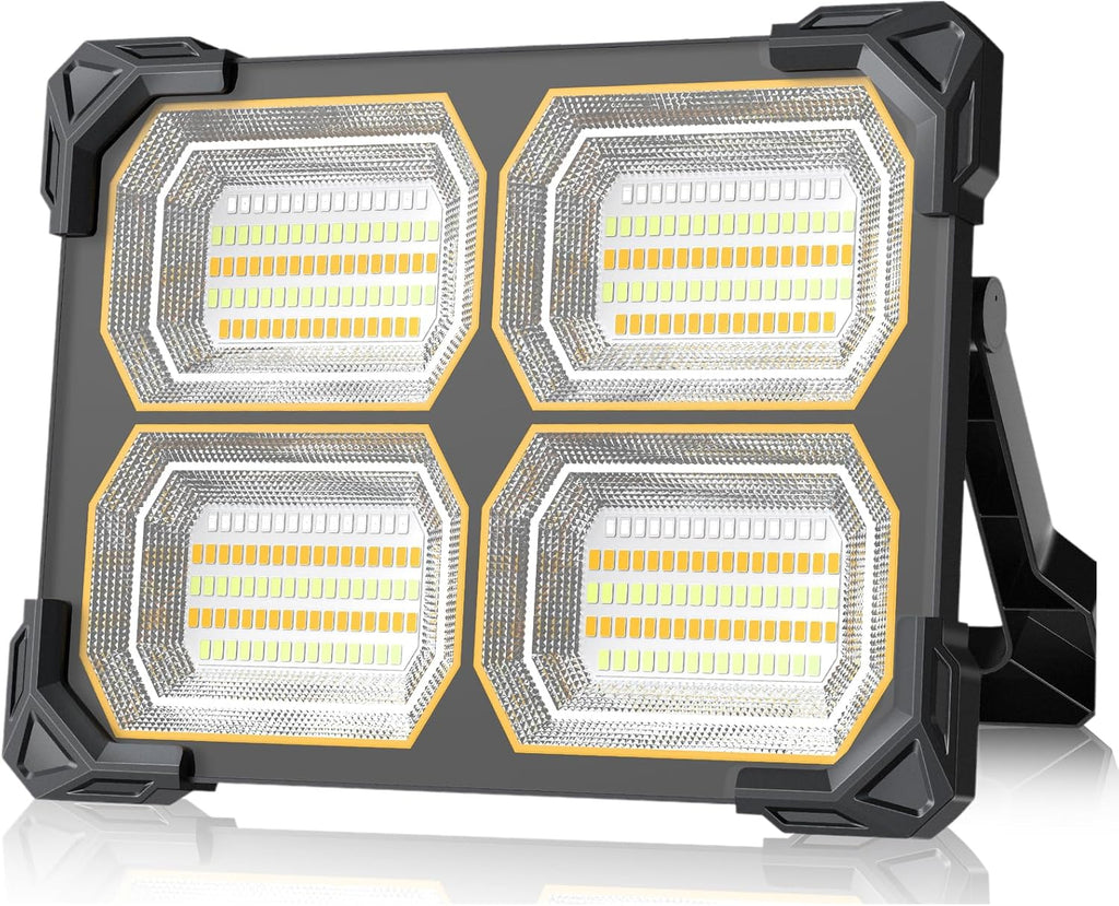 200W Led Work Light Rechargeable,20000MAh Solar Portable Light, 20000LM Magnetic Work Lights, 326 Led Battery Work Lights with Stand 5 Lights Modes IP66 Waterproof for Outdoor Camping Car Repairing