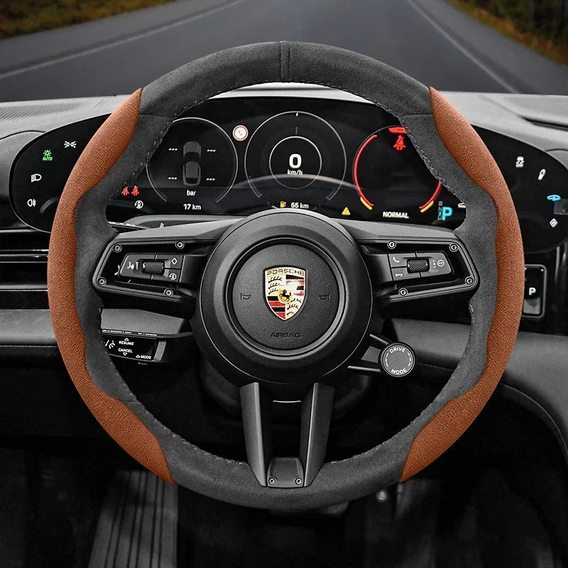 Porsche Suede Snap-On Steering Wheel Cover